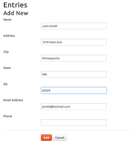 Entries Screen Entries Screen