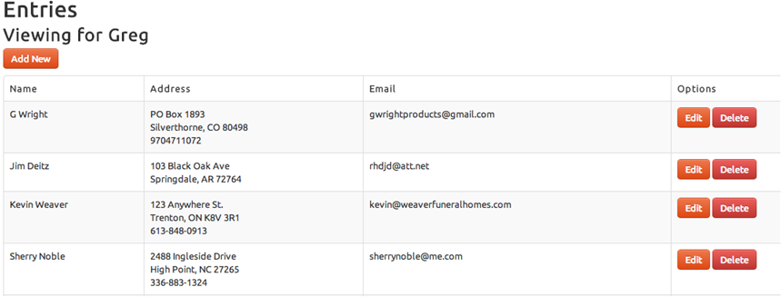 Entries Screen Entries Screen