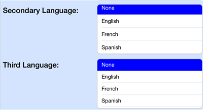 secondary_third_selection Second and Third Lanauge