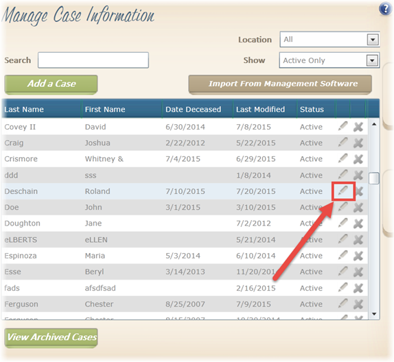 2. Manage Case Info 2. Manage Case Info