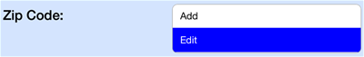 Zip Code Menu