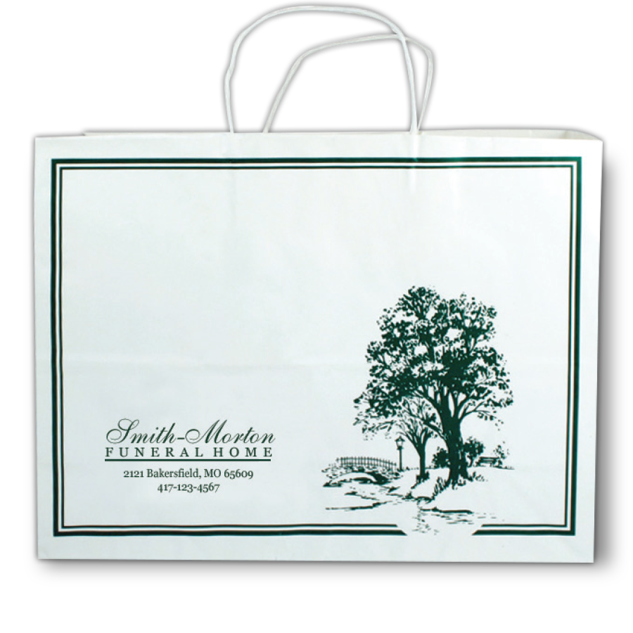 White Tote Bag with Green Tree