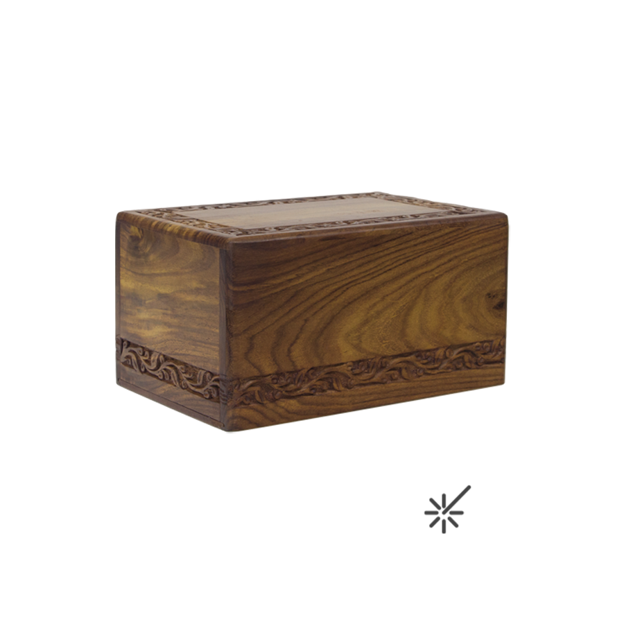 Carved Sheesham Wood Urn